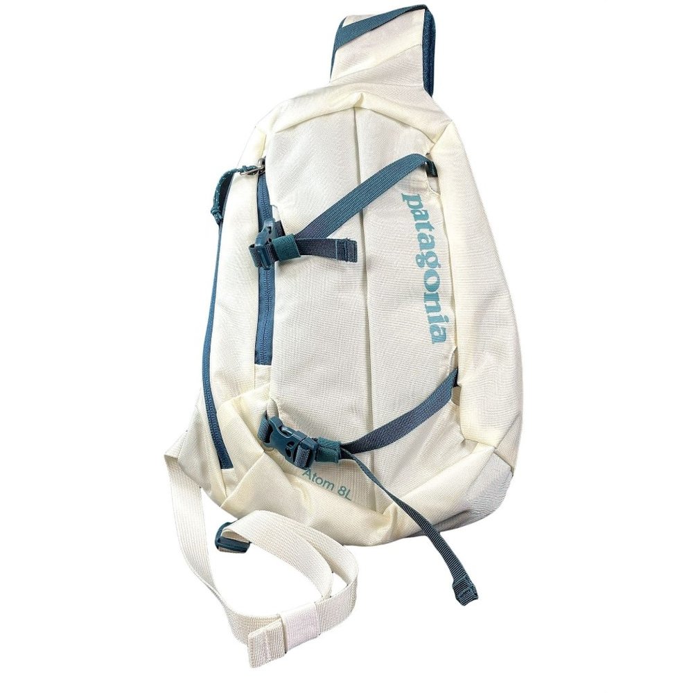 Patagonia Atom Sling Bag 8L White & Blue Shoulder Backpack Comfort Strap & Back